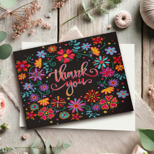 Thank You Black Floral Card