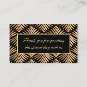 Thank You Black Gold Art Deco Gatsby Wedding Party Place Card