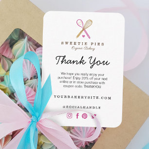 Thank You Black & Gold Baking Utensil Bakery Enclosure Card