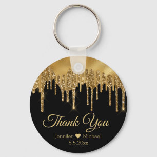 thank you black gold  dripping glitters wedding key ring
