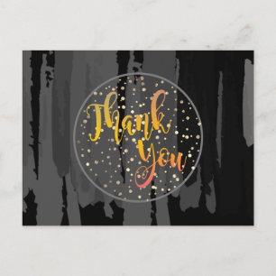 Thank You Black Gold Glitter Circle  Abstract Postcard