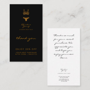 Thank You Black Gold Glitter Lingerie Boutique Dis Discount Card