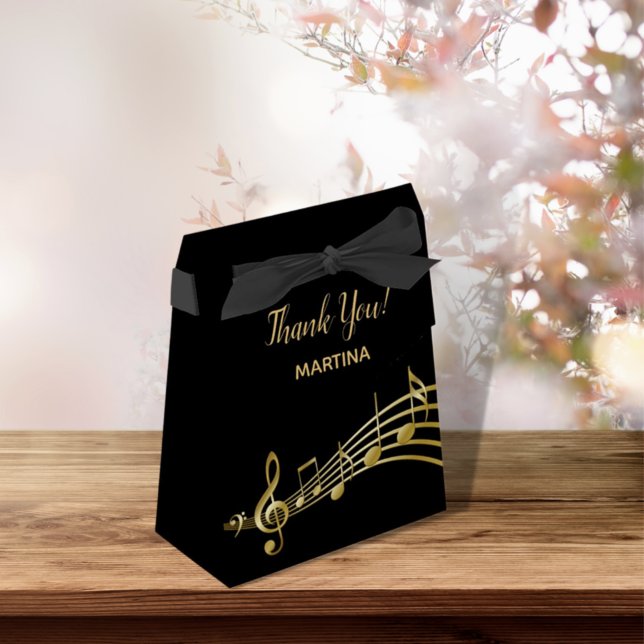 Thank You black gold music notes name birthday Favour Box (Creator Uploaded)