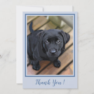 Thank You Black Lab Puppy - Blue Cute Labrador Dog Card
