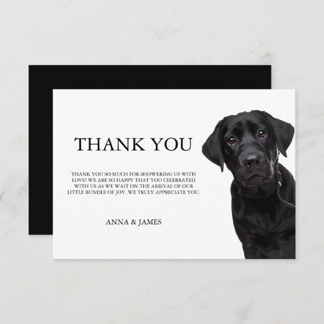 Thank you Black Labrador Baby Shower Cards (Front/Back)