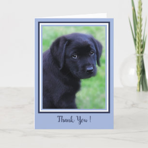 Thank You Black Labrador Puppy Cute Dog Blue Card