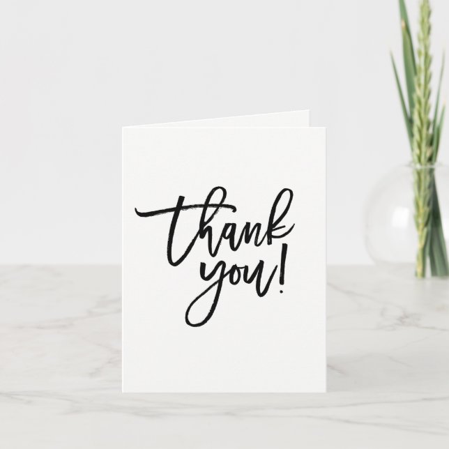 THANK YOU Black Modern Script Chic Thank You Card (Front)