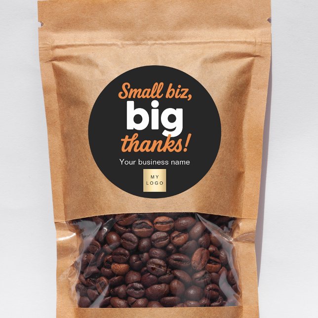 Thank you black orange business logo classic round sticker (Creator Uploaded)