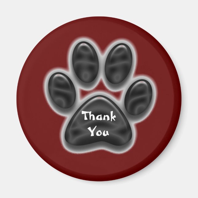 Thank You Black Paw Print Animal Lover Thanks Magnet (Front)