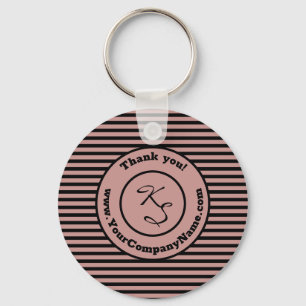 Thank You Black Pink Custom Monogram, Company Name Key Ring