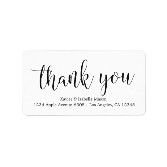 Thank You Black Script - Custom Background Colour Address Label