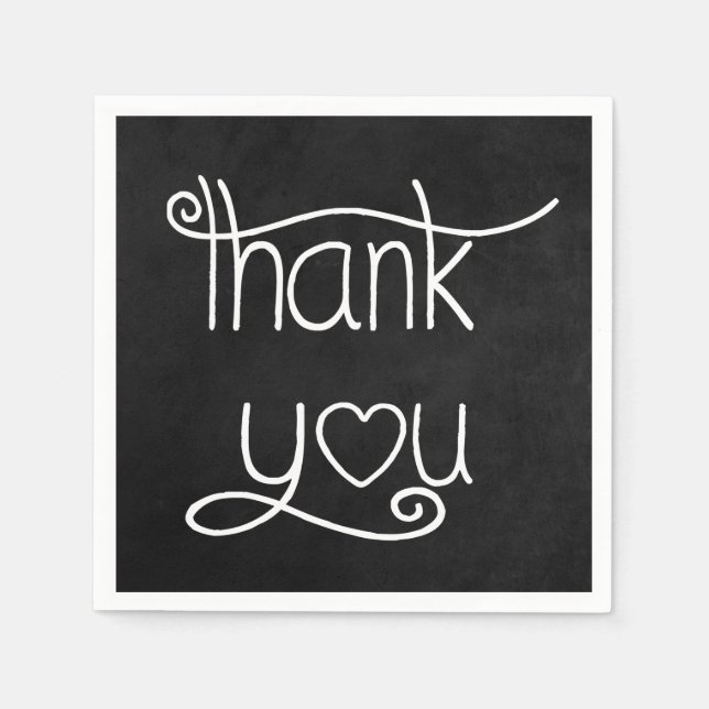 Thank You Black & White Chalkboard Party Napkins (Front)