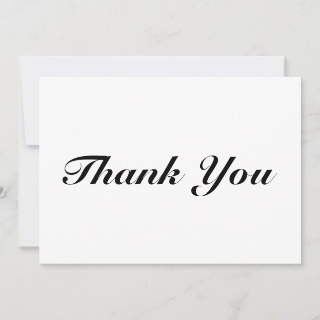 Thank You black white classic script elegant card (Front)