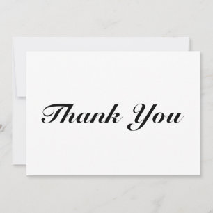Thank You black white classic script elegant card