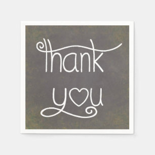 Thank You Black & White Grunge Chalkboard Napkin