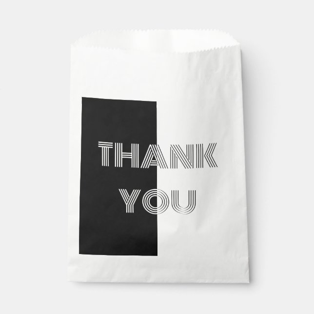 Thank You Black White Op Art Retro Simple Stylish Favour Bag (Front)