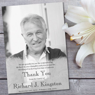 Thank You Black & White Photo Custom Funeral Card