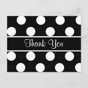 Thank You Black & White Polka Dot Postcard
