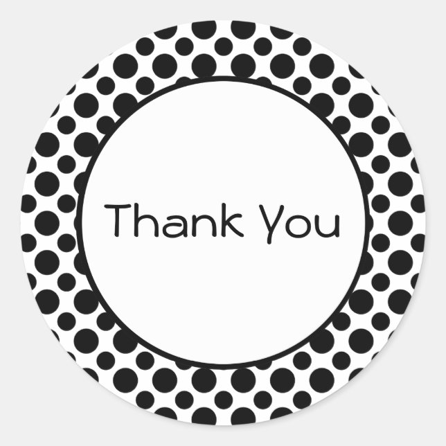 Thank You Black White Polka Dots Sticker (Front)