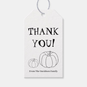 Thank You black white pumpkin custom Thanksgiving Gift Tags