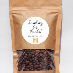 Thank you black white script business logo classic round sticker