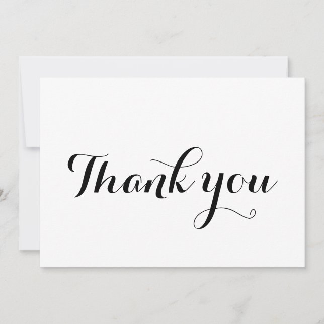 Thank You black white stylish calligraphy card (Front)