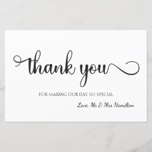 Thank you Black White Wedding Sign