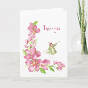 Thank you Blank Cherry Blossom & Hummingbird Card