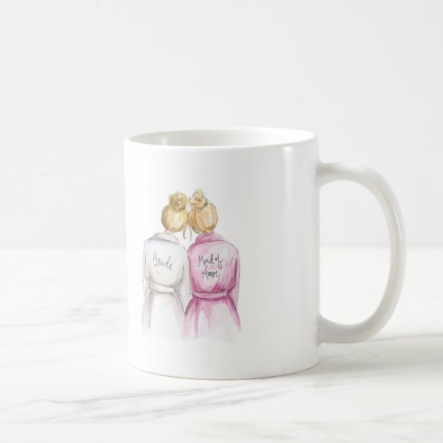 THANK YOU Blonde Bun Bride Bl Maid of H Coffee Mug (Right)