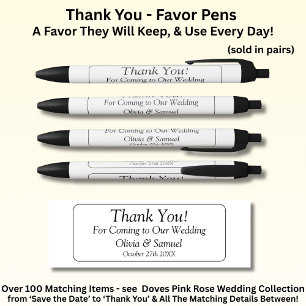 Thank You, Blsck White Wedding  Black Ink Pen