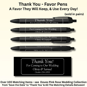 Thank You, Blsck White Wedding Black Ink Pen