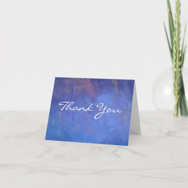 Thank You - Blue Abstract Squares Design Card (Front)