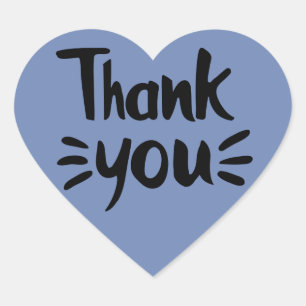 Thank You Blue And Black Wedding Party Heart Sticker