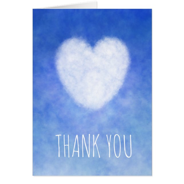 Thank You Blue and White Cloud Heart Card (Front)