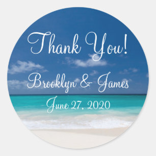 Thank You Blue Beach Wedding Stickers