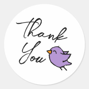 Thank You Blue Bird Drawing Classic Round Sticker