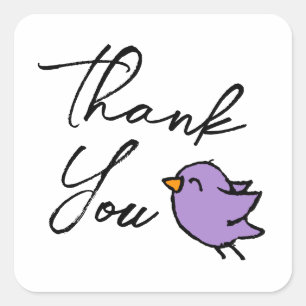 Thank You Blue Bird Drawing Square Sticker