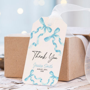Thank You blue Bow Gift Tag