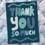 THANK YOU Blue Colourful Curvy Bubble Letters  Postcard<br><div class="desc">Hand made card for you! Customise with your own text or change the colours. Check my shop for lots more colours and designs or let me know if you'd like something custom!</div>