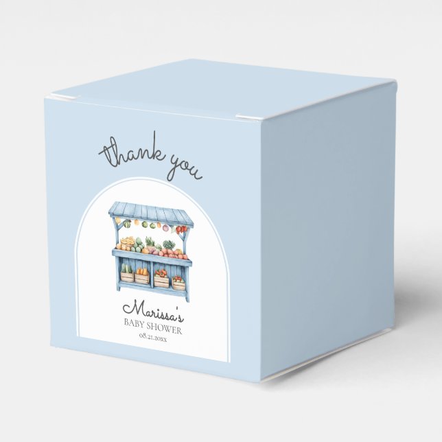 Thank You Blue Farmers Market Baby Boy Shower Favour Box (Front Side)