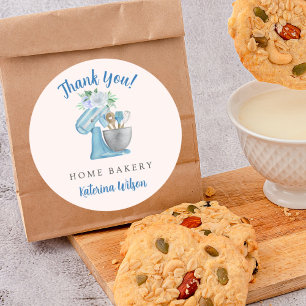 Thank You Blue Flower Mixer Classic Round Sticker