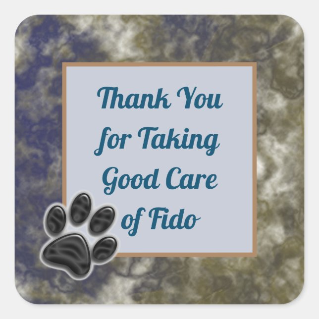 Thank You Blue Gold Abstract Dog Walker Pet Sitter Square Sticker (Front)