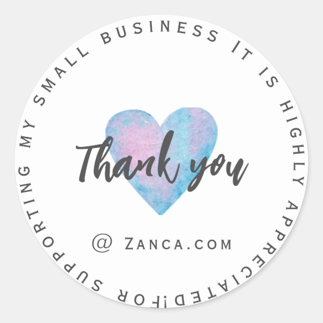 Thank you blue heart small business Sticker (Front)