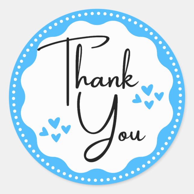 Thank You Blue Hearts Classic Round Sticker (Front)