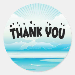 Thank You Blue Nautical Sunrise Ocean Sticker