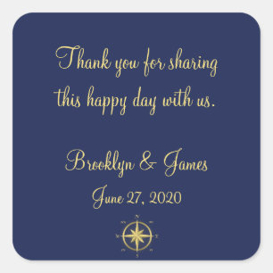 Thank You Blue Nautical Wedding Stickers