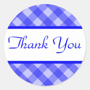 Thank You Blue Plaid Sticker