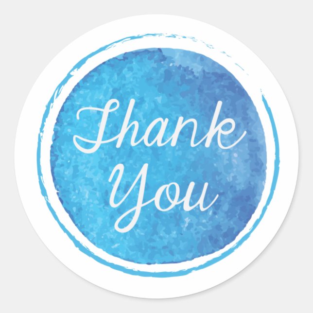 Thank You Blue Round Sticker (Front)