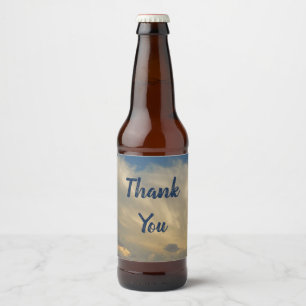 Thank You Blue Sky White Clouds Appreciation Beer Bottle Label