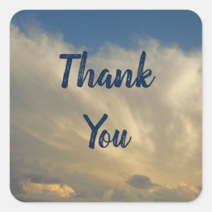 Thank You Blue Sky White Clouds Appreciation Square Sticker